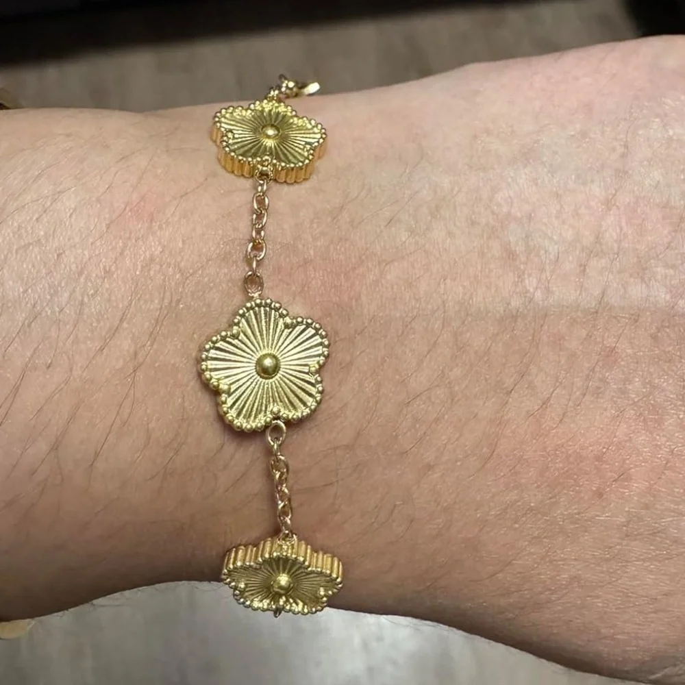 18k gold plated 5 motifs clover bracelet luxury look